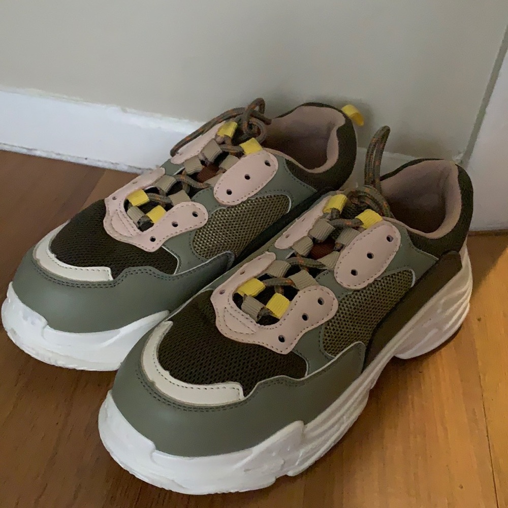 Olive chunky sneakers from pretty things